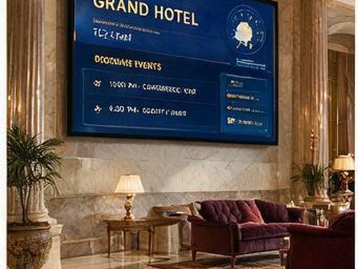Hotel lobby welcome screen